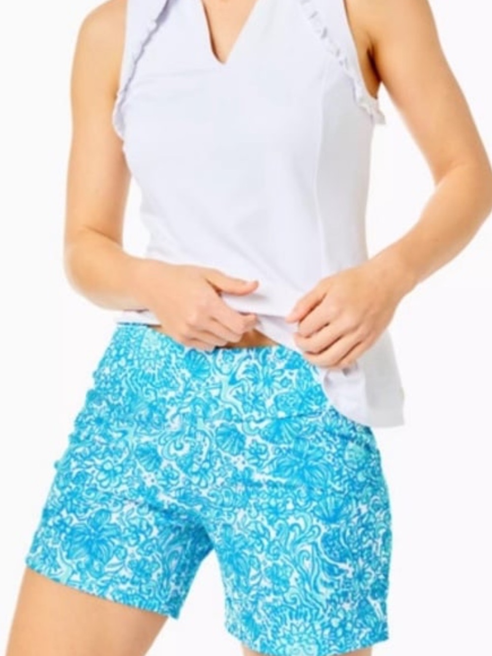 Lilly Pulitzer Nakia Shorts Upf 50+ Resort White Took Me By Sunrise Golf